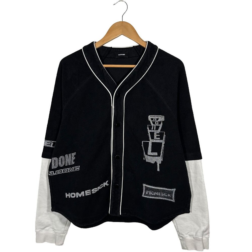We11done Black Baseball Jersey Long Sleeve Jacket Size Small